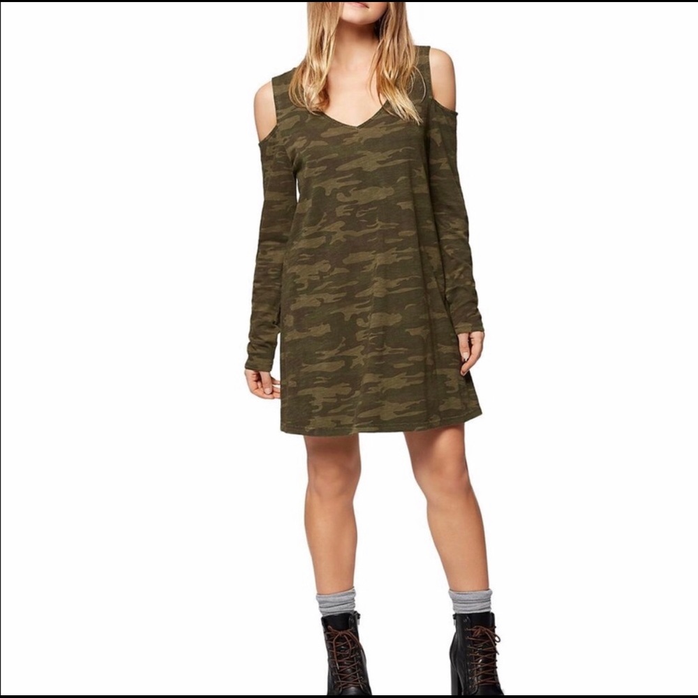 Sanctuary Camo Cold Shoulder Dress